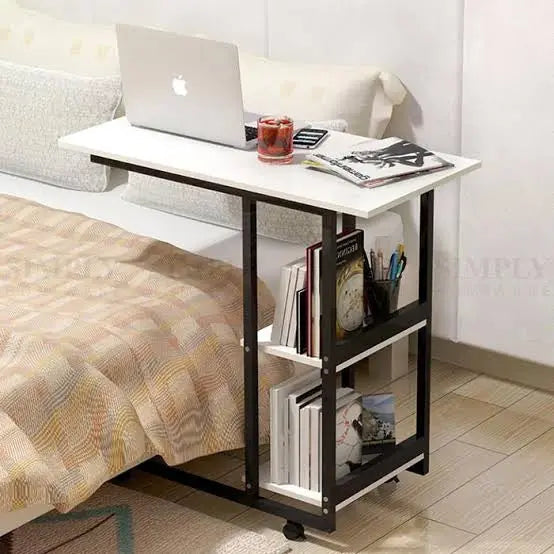 Bedside Laptop table with book shelves - Ornate Life
