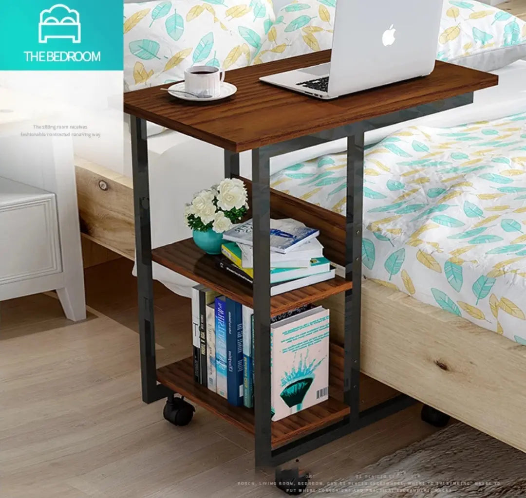 Bedside Laptop table with book shelves - Ornate Life